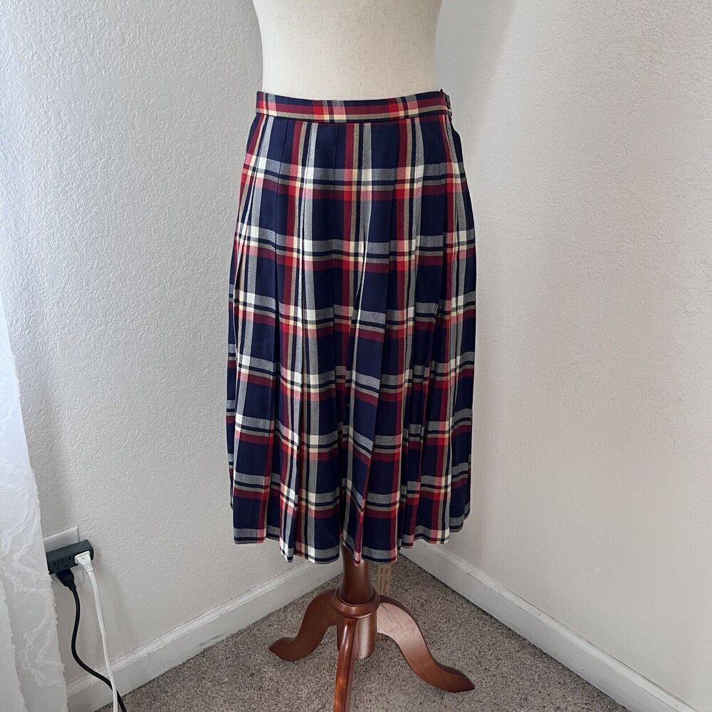 Pendleton Vintage Skirt Plaid Midi Pleated School Academia Size 10 High Waist